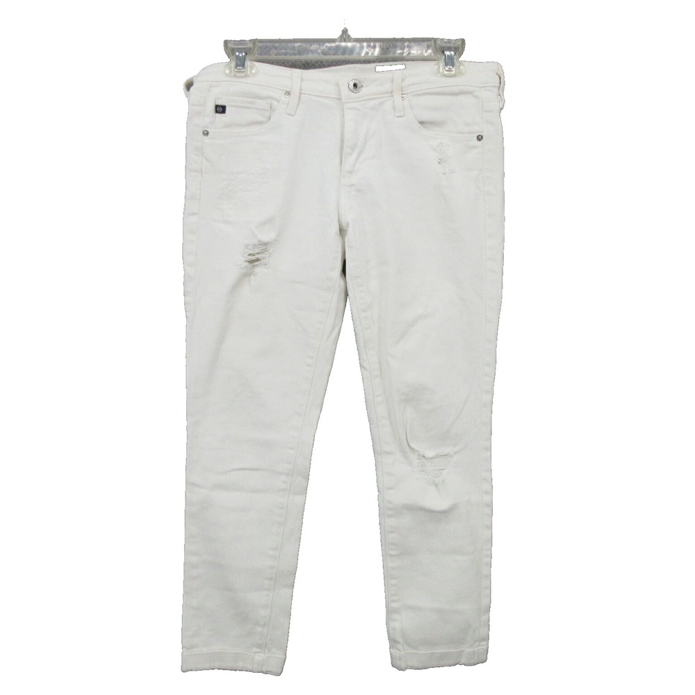 AG Adriano Goldschmied Jeans Womens Size 27 Thrashed White Stretch Denim USA